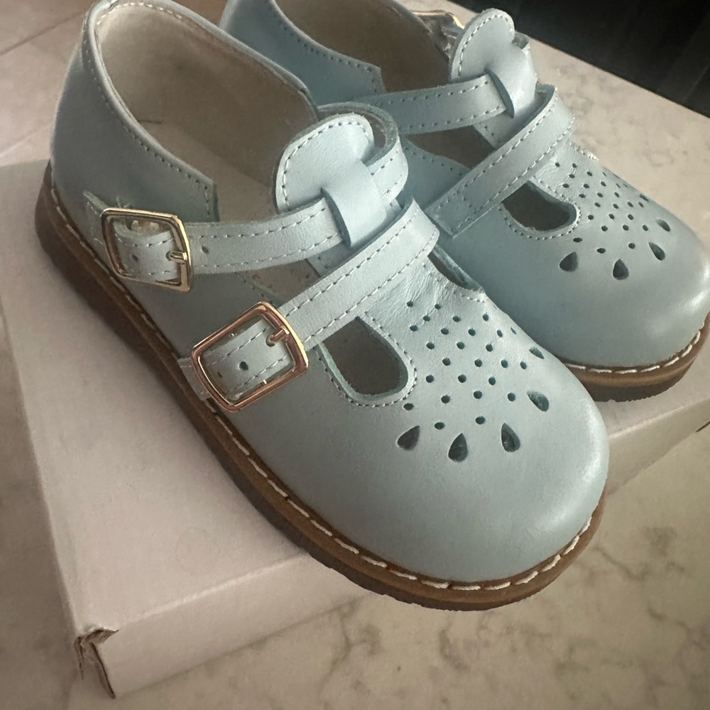 Elegant Light Blue Kids Dress Shoes